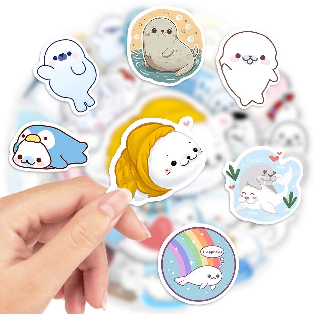 Kids Toys Laptop - 10/25/50Pcs Kawaii 귀여운 만화 물개 스티커