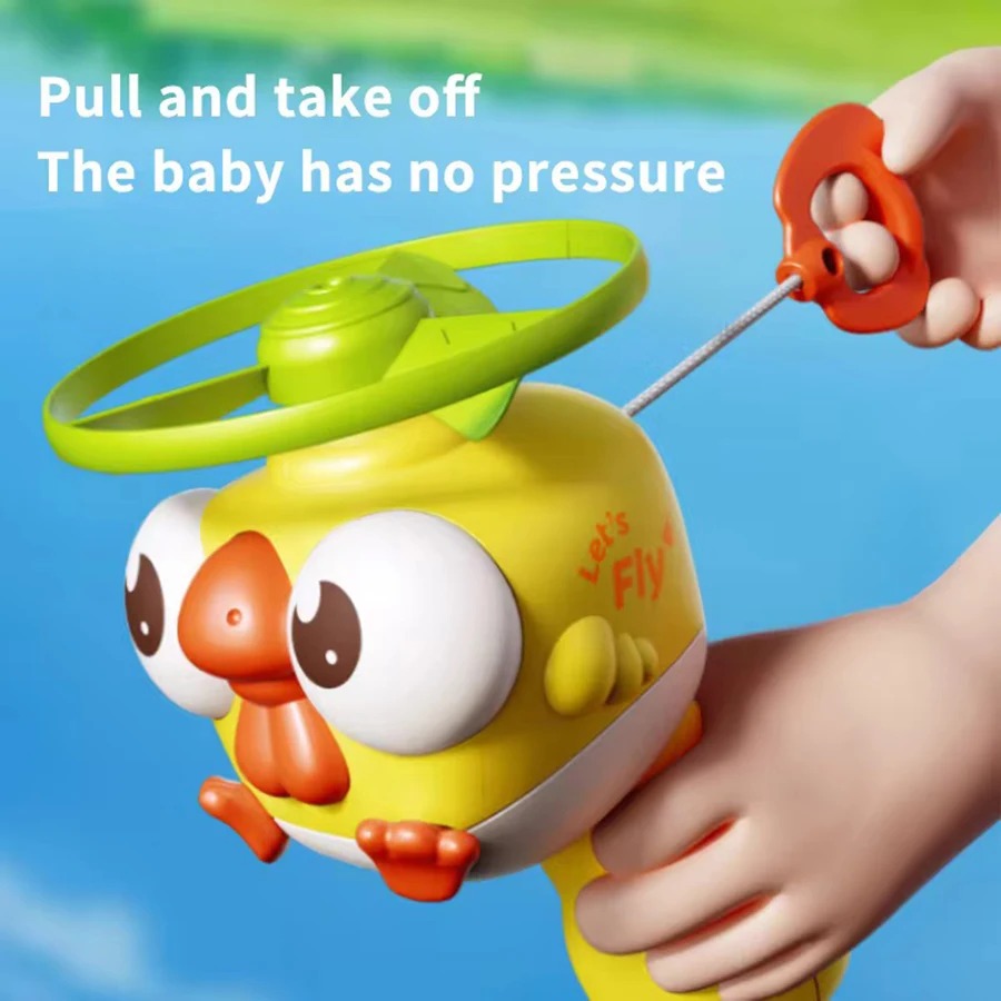 Kids Toys Under $10 - 어린이용 당김줄 대나무 헬리콥터 UFO 발사기,