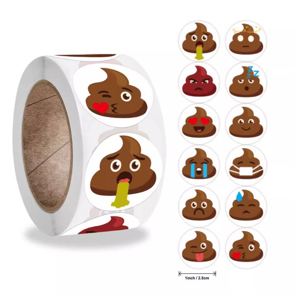 Kids Toys Laptop - 100-500개 재미있는 똥 만화 장난 스티커