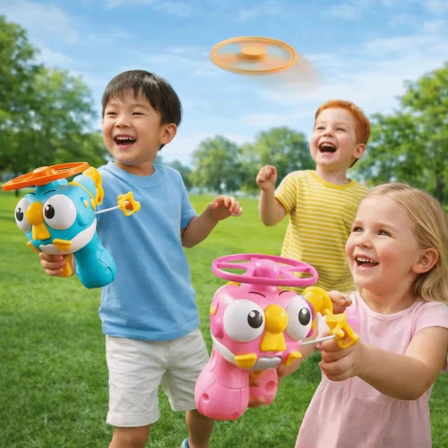 어린이용 당김줄 대나무 헬리콥터 UFO 발사기, 야외  - Kids Toys Under $10 리뷰 및 가격
