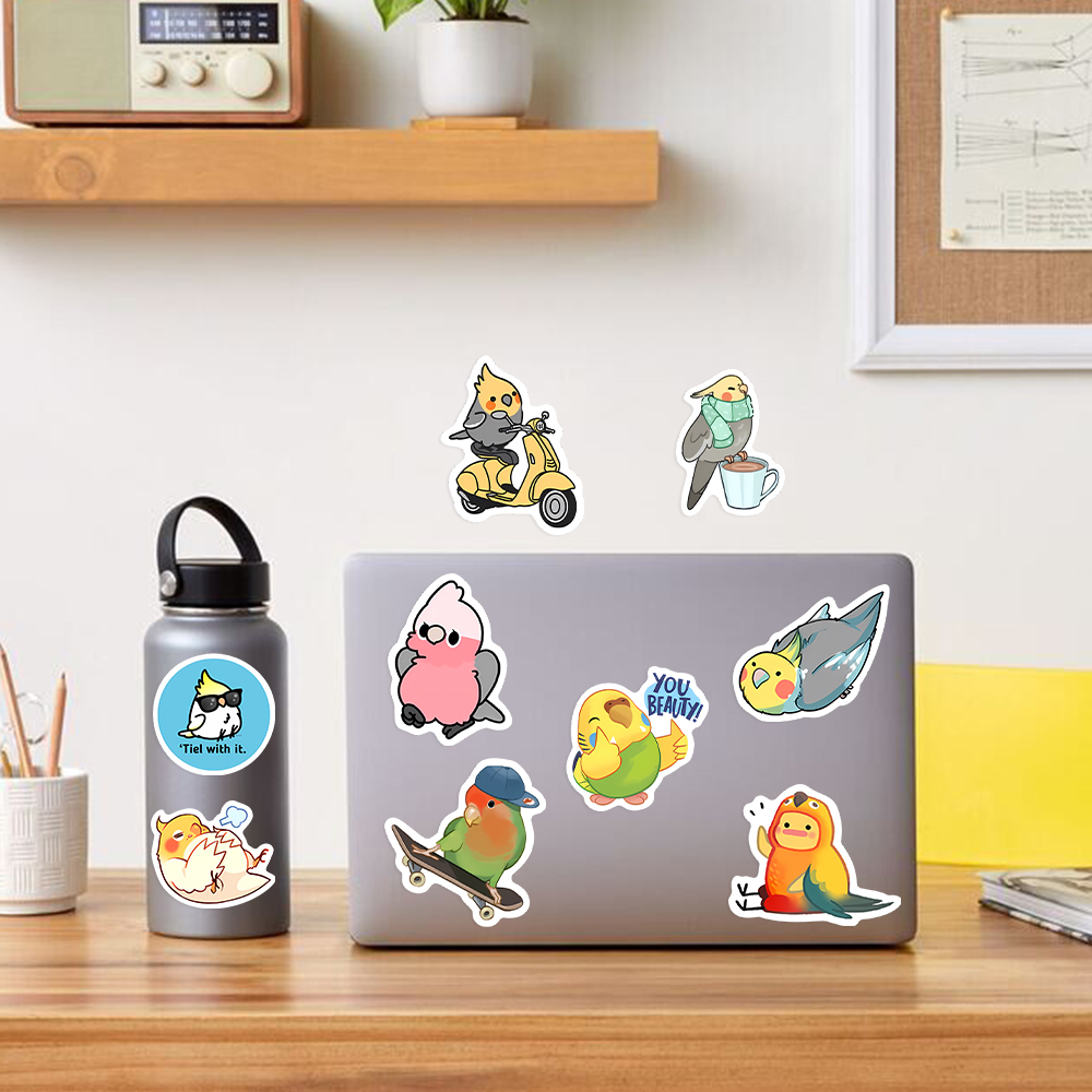 귀여운 만화 앵무새 스티커 새 재미있는 DIY 어린이  - Kids Toys Laptop 리뷰 및 가격